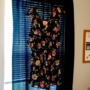 Black floral romper.